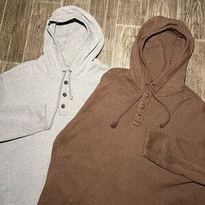 Lot Of 2 Duluth Trading Hoodie Burly Thermal Waffle Knit Sweatshirt Henley XL